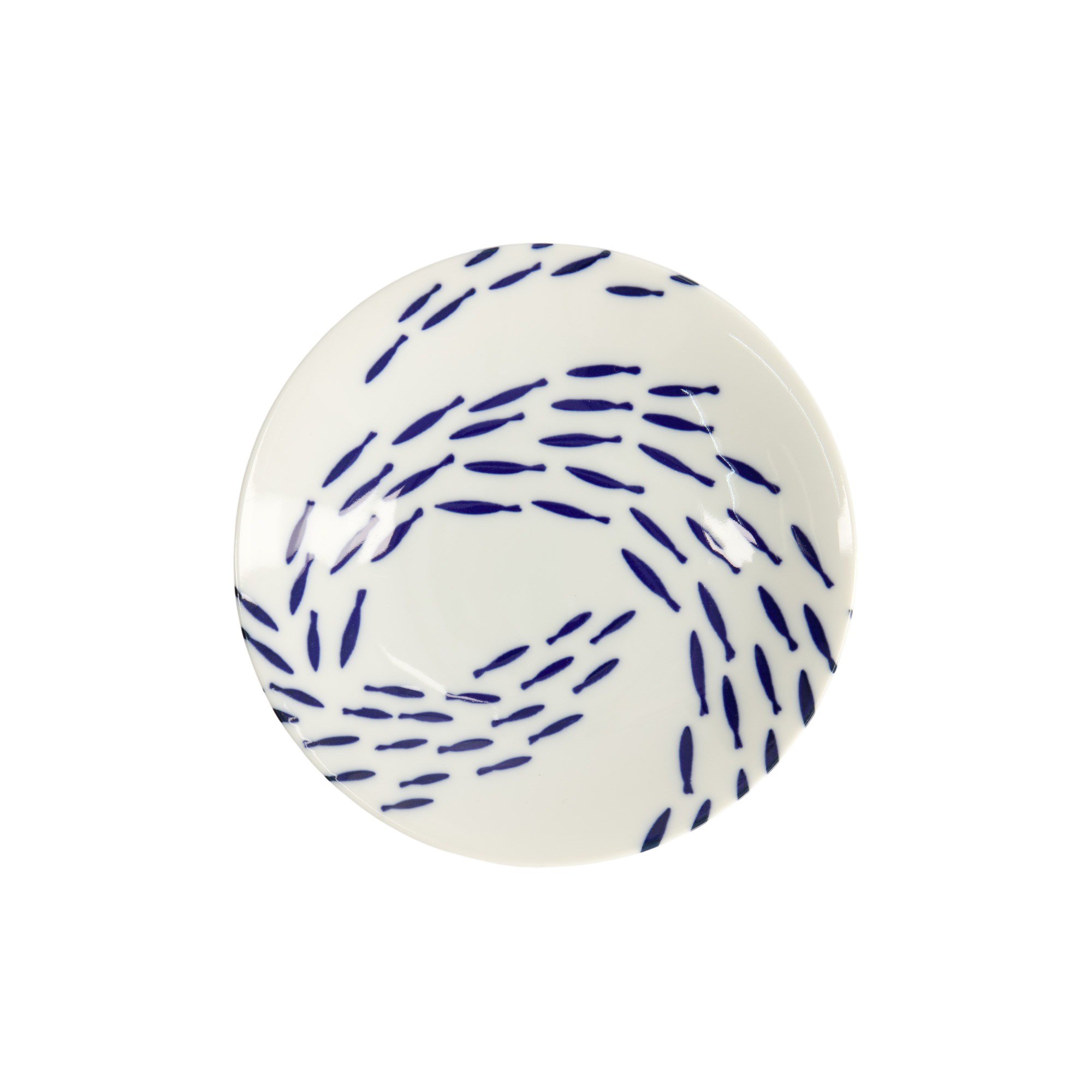 Fish Kawaii tallerken, blå/hvid - Ø13,7 cm.